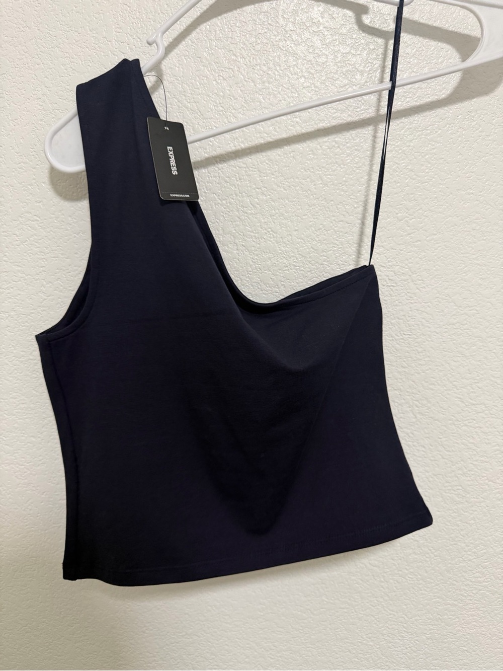 Express Asymmetric One-Shoulder Black Crop Top
